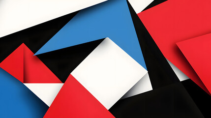 Abstract background with red, blue, and black triangles, geometric shapes
