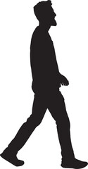vector; silhouette; side view of a man walking