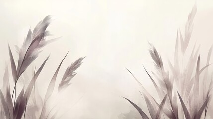 Elegant, Dreamy Pastel Watercolor Background with Botanical Drawings, Soft Mauve and Cream Tones