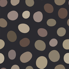 Natural Pebble Dots on Dark Grey Background Pattern