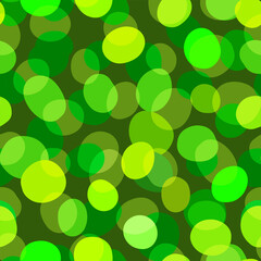 Neon Green and Lime Circles Seamless Vector Pattern with Blur Effect