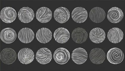  line pattern circle set. Hand drawn texture, doodle decorative line, spiral, scribble graphic round element. Circle drawn brush grunge texture. perfect any project
