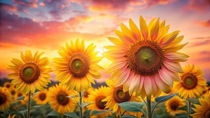 Obraz premium Vibrant Tropical Sunflowers on Pink Background - Summer Floral Photography