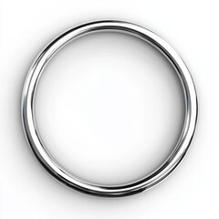 Minimalist chrome circular ring on white background