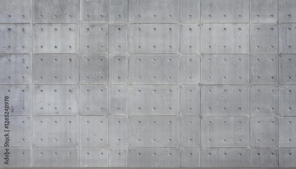 Poster gray concrete wall with textured blocks and visible bolts, ideal for industrial and architectural de