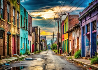 Fototapeta premium Urban Decay Street Scene - AI Photorealistic