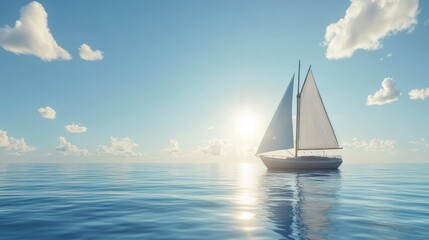 Fototapeta premium Sailboat sunset ocean travel serenity