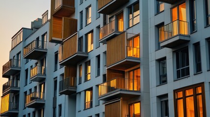 Modern apartments sunset city dusk real estate