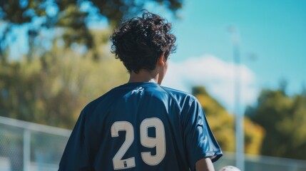Youth Soccer Player Park Back View