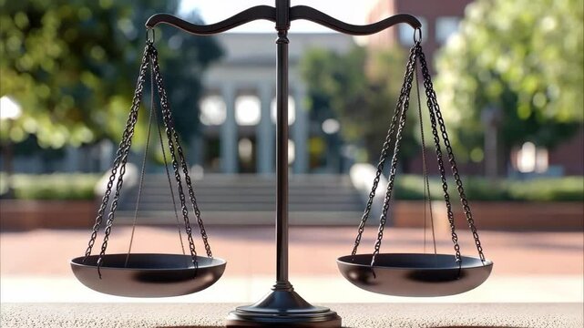 A traditional balance scale symbolizing justice, often associated with legal systems and fairness.