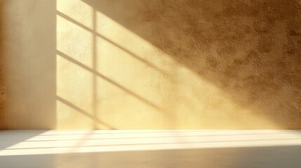 Faded gold wallpaper, elegant and timeless, creates a warm backdrop, emphasizing simplicity and sophistication in a serene and stylish environment.