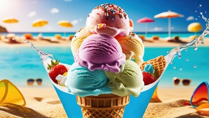 ice cream on beach