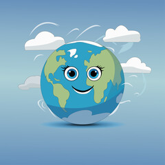 Planet Art style. Vector colored planet, character. Vector illustration, cartoon.