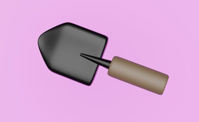 Isolated garden shovel. Gardening icon. 3D illustration.