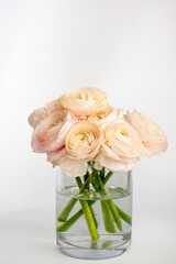 a bouquet of ranunculus flowers in a vase