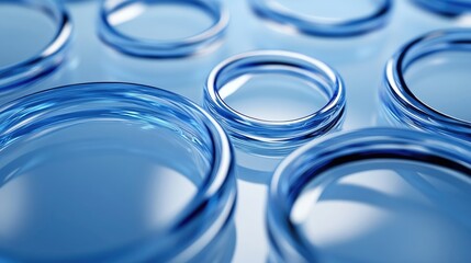 Abstract Blue Glass Rings: A Study in Light and Reflection