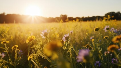 relax in the summer, sunrise in the meadow