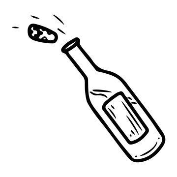 bottle cork popping black and white clip art preview