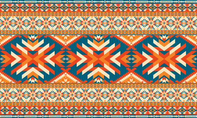 American tribal ethnic native pattern.Traditional Navajo,Aztec,Apache,Southwest and Mexican style fabric pattern.Abstract vector motif pattern.For fabric,clothing,blanket,carpet,woven,wrap,decoration.