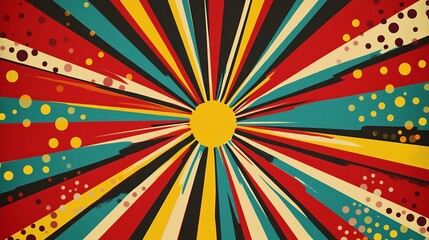 Eyecatching dark red pop art background featuring a unique dot design in a vibrant retro comics style.