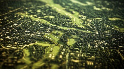 Aerial Golf Course, Suburban Landscape