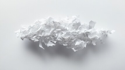 Obraz premium Crumpled Paper Cloud on White Background. Possible Use Stock photo for office supplies, productivity, or waste