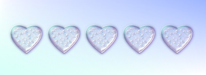 Heart illustration diamond hearts, gold, silver, metallic hearts. Hearts with different textures and colors. Graphic illustration. 