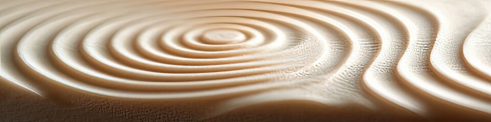 Concentric Circles Of Light Beige Pattern Texture, Abstract Sand Ripples Wavy Background