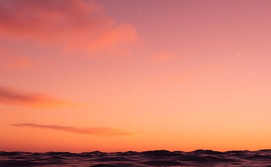 A warm twilight sky glowing with golden, peach, and rose pink hues, filled with soft sparkles, gentle stars, and cosmic waves for a tranquil ambiance