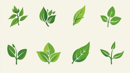 A Comprehensive Set of Green Leaf Icons for Every Design Need