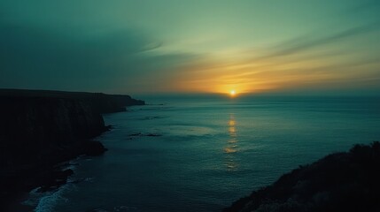 Fototapeta premium Coastal sunset cliff ocean scenic view