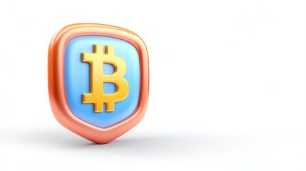 Obraz premium gold investment with bullion and inflation protection concept. 3D Bitcoin shield symbol representing cryptocurrency security.