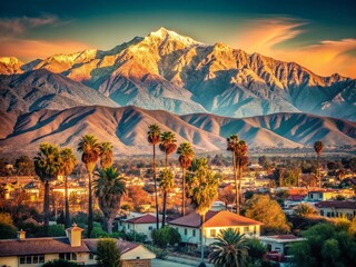 Vintage Postcard: San Gabriel Mountains Panorama from Rancho Cucamonga, Inland Empire, California