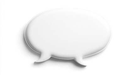 Blank speech bubble, white background, communication concept