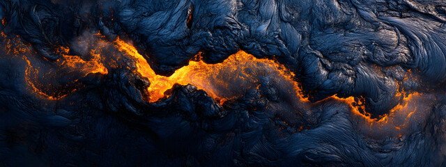 Aerial view of the erupting volcano

