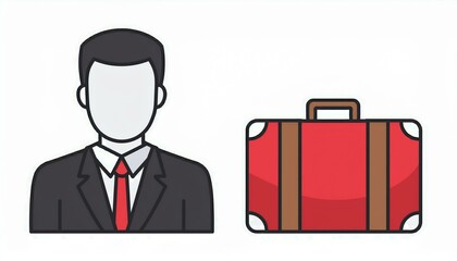 Obraz premium 男性会社員とスースケースかばんのイラスト。AIで生成