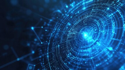 Fototapeta premium Abstract Digital Network: A Futuristic Blue Concentric Circles Design