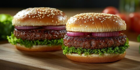 Plant based vegan burgers, plant based meat concept, Generative AI