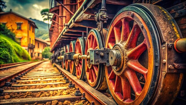 Vintage Train Wheel Close-up, Itabira Minas Gerais, Brazil Railway System