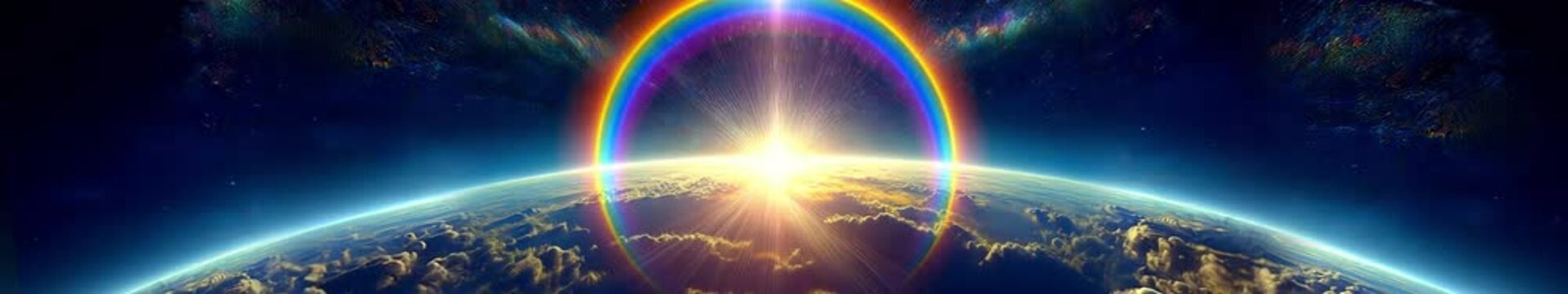 Sunrise over Earth from Space Ultrawide Cinematic Shot &mdash; Video Wall Stage Opening 5760x1080