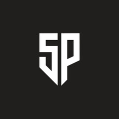Obraz premium Creative SP or PS letter logo design with black background in illustrator, vector logo calligraphy designs for logo, poster, invitation, etc.