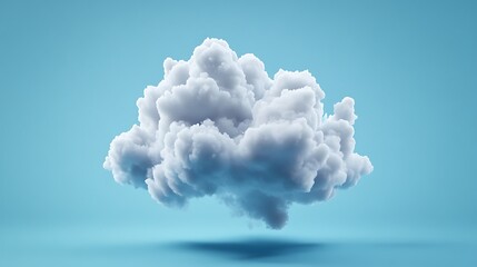 3D Render of a Fluffy Cumulus Cloud Against a Light Blue Background AI Generated