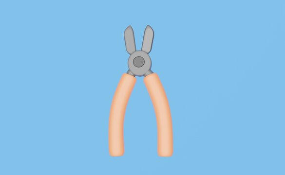 3d pliers with orange handles on blue clip art preview