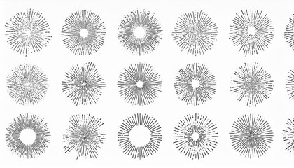 Obraz premium Hand drawn set of sunburst shine ray and sparkle. Doodle sketch style. Circle burst of sun, star. perfect any project.