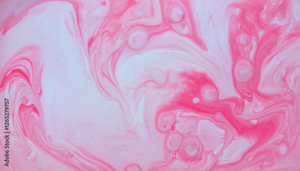 Poster abstract pink and white marbled texture close-up with soft fluid pattern, perfect for background or design use
