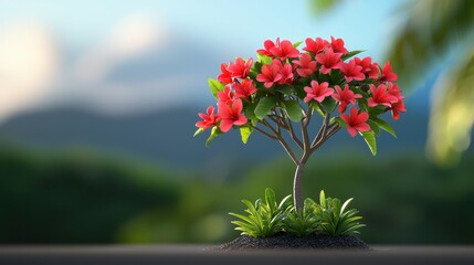 Blooming azalea tree in lush green landscape nature photography tranquil environment close-up view