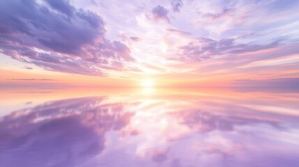 Obraz premium Ethereal Lilac and Apricot Sunset Over Serene Waters