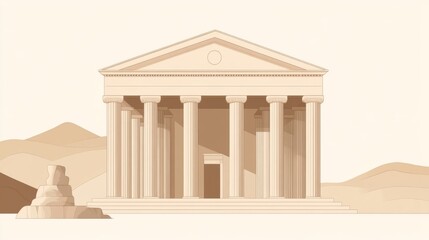 Desert Temple Architecture Ancient stone building in arid landscape