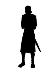 Vector drawing. Standing man with cross hands