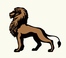 Vector drawing. Lion look for prey